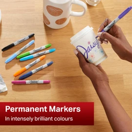 Sharpie 2065409 Sharpie Permanent Markers, Twin, Set of 8, F, Medium Point/UF, Extra Fine Point