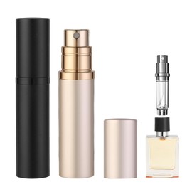 2PCS Perfume Travel Refillable Bottle, Bottom-Filling Fragrances Perfume Atomizer, Empty Mini Cologne Dispenser, Portable Sprayer Pocket Size for On the Go 5ml(Black, Gold)
