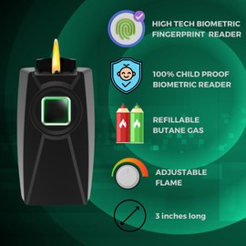 GEI Black Biometric Fingerprint Pocket Lighter 1 pk - Case of: 1;