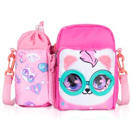 PinkSheep Girls Crossbody Shoulder Messenger Bag with Water Bottle Carrier Bag Sling Bag for Girls Walking Camping School