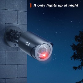 BNT Dummy Fake Security Camera, with One Red LED Light at Night, for Home and Businesses Security Indoor/Outdoor (2 Pack, Black)