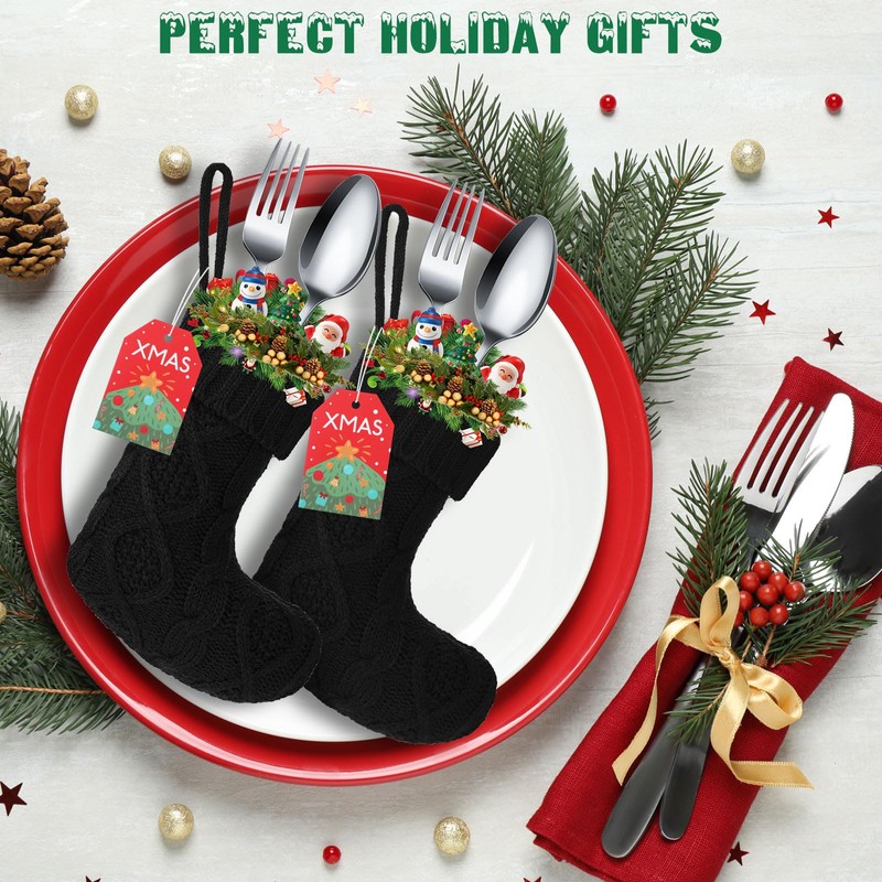 Zubebe Pack of 12 Mini Knit Christmas Stockings 6 Inch