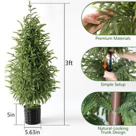 Christmas Decorations - Outdoor Christmas Tree - 2 Pack 3FT Artificial Norfolk Pine Tree - Xmas Decor for Home Indoor Outdoor Entryway Party Living Room Office Porch