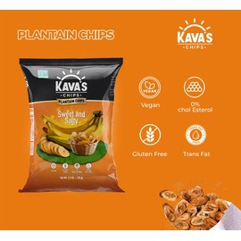 Kava's Plantain Chips, Sweet & Salty Chips - 8 Packs Vegan & Gluten Free Chips | Bulk Plantain Chips, Healthy Snacks, Delicious Original Plantains Chips | Bulk Chips 2.5 Oz each Pack
