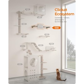 Feandrea Clickat Large Cat Shelf, Cat Wall Shelf, Wall-Mounted Cat Perch for Large Cats, Replaceable Washable Felt Pad, Easy Assembly and Disassembly, Oatmeal Brown and Coffee Brown UPCK008T66