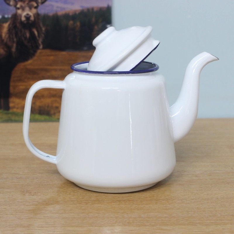 Enamel Teapot with Handle & Lid 14cm, 1.5L Traditional Serving