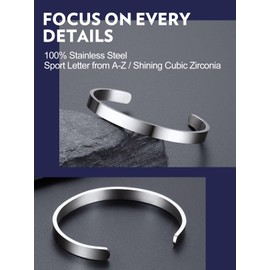 Bandmax Stainless Steel Cuff Bracelets for Men Women High Polished Metal Open Cuff Bangle Bracelet Arm Cuff Adjustable Mens Womens Fashion Jewelry