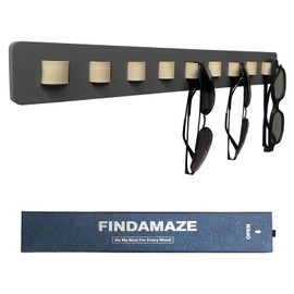 FINDAMAZE Sunglasses Organizer Wall Mounted Wood Sunglass Holder for Home Glasses Holder/Sunglasses Rack,Home Decor (Gray-1pcs-long)