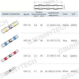 AP 250Pcs Waterproof Heat Shrink Butt Terminals Solder Seal Sleeve Wire Connector