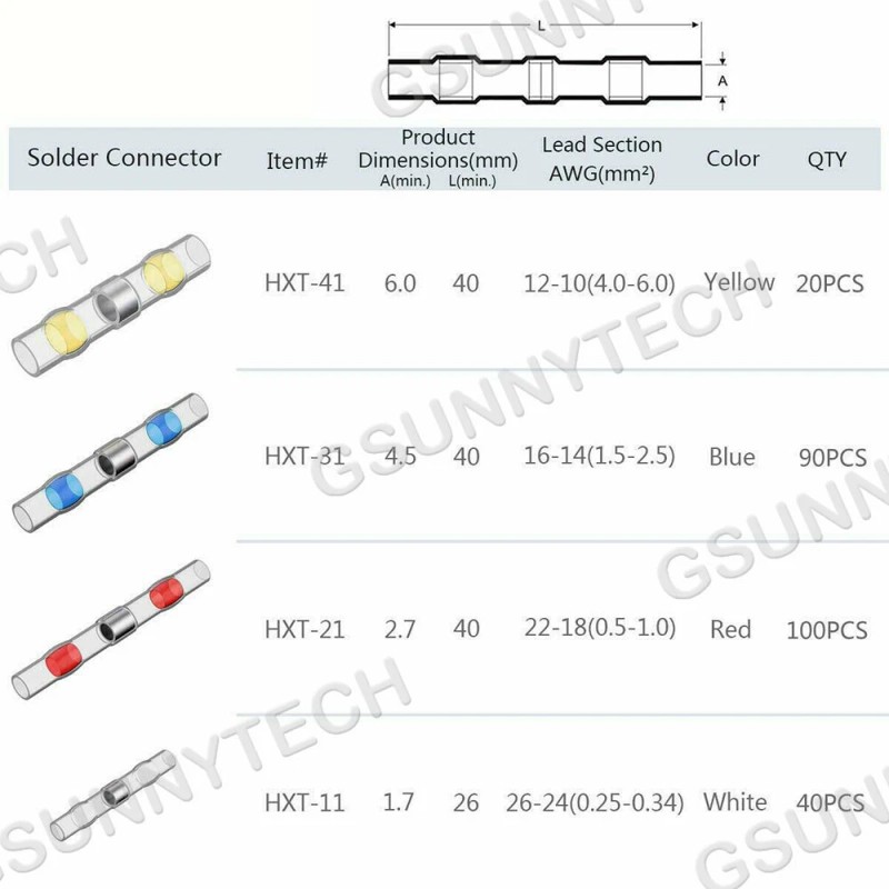 AP 250Pcs Waterproof Heat Shrink Butt Terminals Solder Seal Sleeve