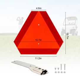 Kcgani Slow Moving Vehicle Sign with Mounting Bracket Kit, Aluminum Slow Moving Vehicle Triangle Sign for Golf Vehicles Cart Farm Tractor Outdoor Accessories