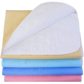 4 Pack - Heavy Weight Soaker 34x36 Waterproof Reusable Incontinence Underpads / Washable Incontinence Bed Pads - Pink and Blue - Great for Adults, Kids and Pets -- 9oz Soaker