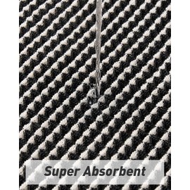 AMOAMI Upgraded Waffle Runner Rug Super Absorbent Non Slip Bath Mats for Bathroom Machine Washable Bathroom Runner Rug with Tassels, Ideal for Hallway Bedroom Laundry Room, 2' x 4', Black & Cream