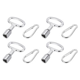 QUARKZMAN Set of 4 Triangular Key Wheelie Bin Metal Triangle Key with Key Ring Set Triangle Key for Water and Electricity Meter Bin (Silver)