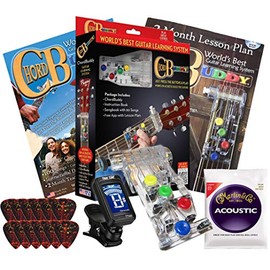 Chord Buddy Guitar Learning Aid Package with True Tune Tuner, Strings & Picks Bundle