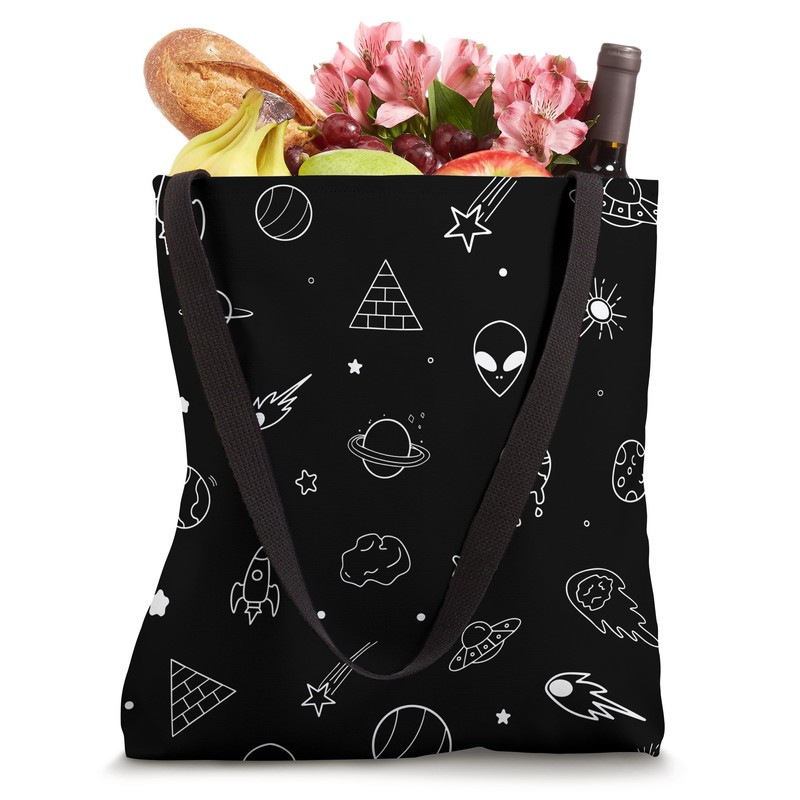 Black Space Doodle Tote Bag