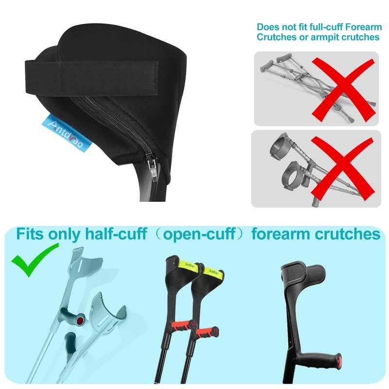 Antdvao Forearm Crutches Pads(x4 Units), Elastic Crutches Padding for The