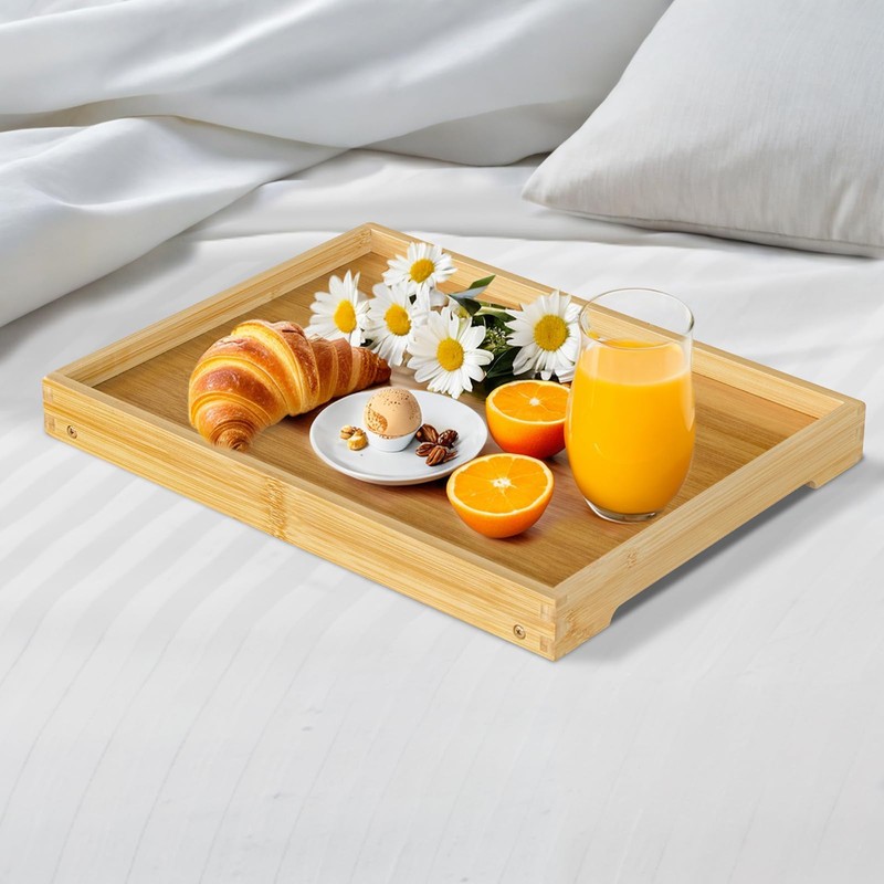 Bamboo Bed Tray Table with Folding Leg, Breakfast in Bed