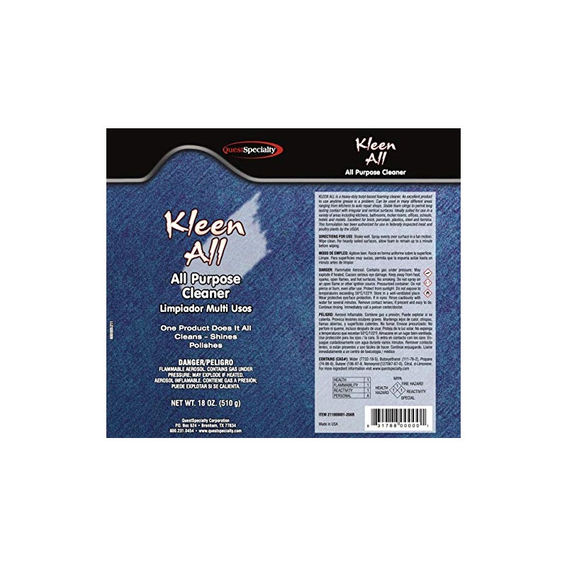 Quest Specialty KLEEN ALL All purpose Cleaner, 20 oz. can,