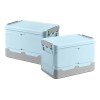 Caja De Almacenamiento Plegable Para El Hogar Con Tapa 2 Pcs Color Azul Claro
