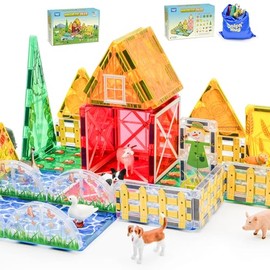 Farm Magnetic Tiles Toys 2026 3D STEM Educational Toys with Animals, Montessori Learning and Playing Toys for Kids, Preschool Toddlers Magnets Building Set, Ideal Gift for Boys Girls Ages 3-5 4-8 5-7