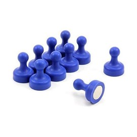 High Power Blue Skittle Magnet for Fridge, Office, Whiteboard, Noticeboard, Filing Cabinet - 19mm dia x 25mm tall - Pack of 10