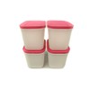 TUPPERWARE Freezer Container 1.1 L White/Pink (4) Containers Ice Crystal