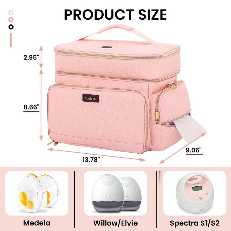 Breast Pump Bag Compatible with Spectra S1/S2, Dual-Layer Carrying Case