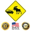 Car Crash and Moose Graphic Sign, 24x24 Inches, Rust Free