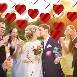 12 Pcs Heart Decorations Valentine's Day Hanging Swirls Red Streamers Ornament Ceiling Home Wedding Birthday Party Supplies