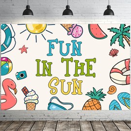 Balterever Summer Fun in The Sun Party Decorations Hawaiian Beach Pool Birthday Party Backdrop Banner Tropical Watermelon Cutouts Ice Cream Birthday Party Supplies for Hawaiian Beach Pool Birthday