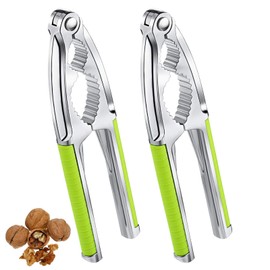 2 Pieces Walnut Cracker Tools Walnut Nutcrackers Metal Nut Shell Openers Nut Shell Breakers Crackers Kitchen Tools with Non-slip Handle for Pecans Hazelnuts Pistachio (Green)