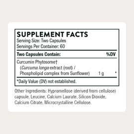 THORNE - Curcumin Phytosome 1000 mg (Meriva) - Clinically Studied, High Absorption - Supports Healthy Inflammatory Response in Joints, Muscles, GI Tract, Liver, Brain & Nerves* - 60 Servings
