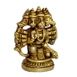 eSplanade Brass Panchmukhi Hanuman Anjaneya Pavan Putra Bajrangbali Idol Murti Moorti Statue (2.5 Inch)