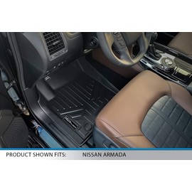 SMARTLINER All Weather Custom Fit Floor Mats 2 Row Liner Set Black Compatible with 2019-2022 Nissan Armada/Infiniti QX80