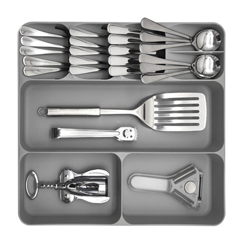 Silverware Drawer Organizer 3 in 1 Eco Friendly Plastic Multifunction