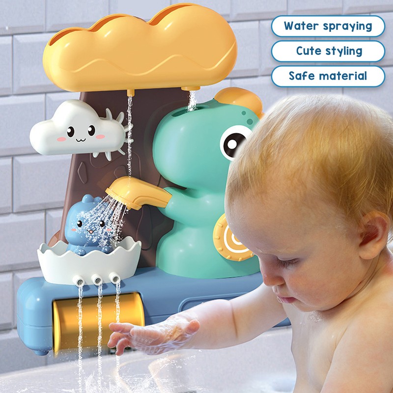 Baby Bath Toy Dinosaur Shaped Water Spraying Rotating Bathtub Waterwheel