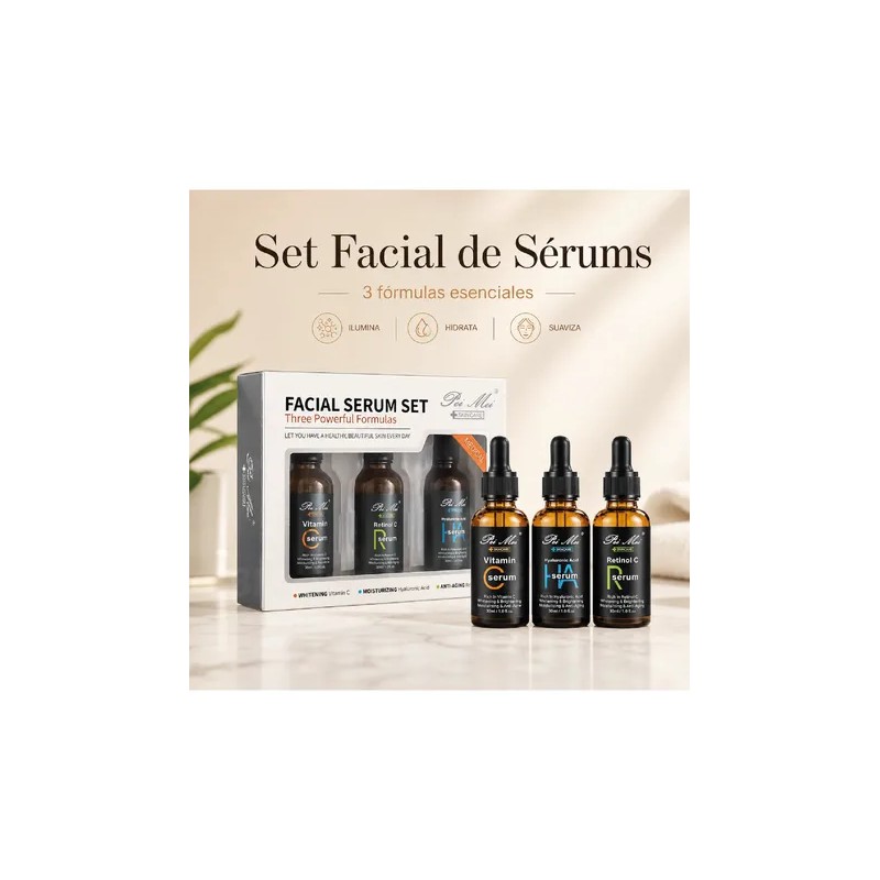 Suero Facial Vitamina C, Retinol, Ácido Hialurónico Set 3pz Vitamin