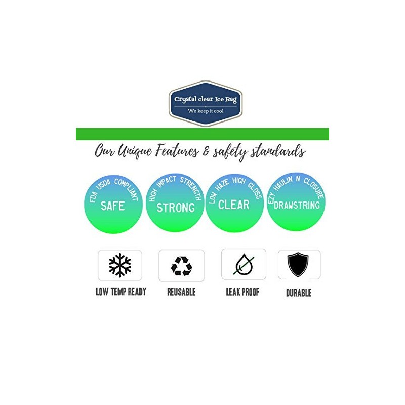 Crystal Clear Plastic Ice Bags with Cotton Draw String, 10