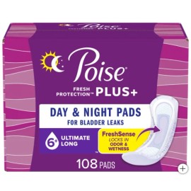 Poise plus Incontinence Pads, Ultimate Absorbency Long, 108-Count - FREESHIPPING