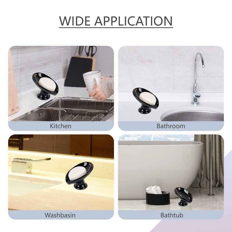 Umlaca Soap Dish Ceramic Self-Draining Soap Holder Keep Soap Dry,