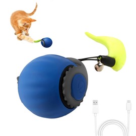 Interactive Cat Toy Balls,USB Charging, Mobile Bouncing Ball,Bouncing Activation Ball Toy,Suitable for Indoor Cat Toys in Sports Rooms (Blue)