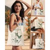 ALMLWIAJ Printed Butterfly Floral Canvas Tote Bag, 35 x 38