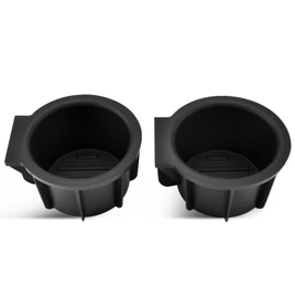 2 PCS Front Console Cup Holder with Flow Through Console Inserts Replacement Black TPE Compatible with 2009-2014 F150 Repalce 9L3Z-1513562-CB