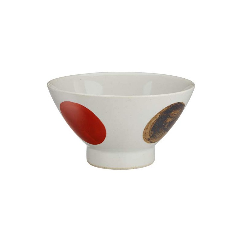 Hasamiyaki Wayama Kiln Kurawanka Rice Bowl, Red Round Crest