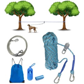 Dog Runner for Yard Dog Runner Dog Run Cable Dog Zipline for Backyard Dog Runner for Yard with Trolley Dog Trolley Freedom Aerial Dog Run Overhead Pet Run Dog Lead Runner Dog Camping Line