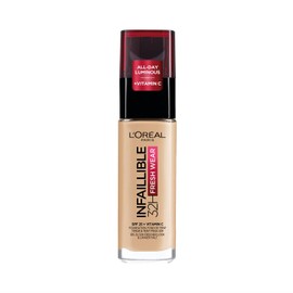 L'Oréal Paris makeup, waterproof and long-lasting liquid foundation with SPF 25, Infaillible 32H Fresh Wear makeup, No. 100 linen, 30 ml