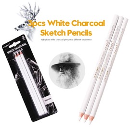 White Charcoal Pencil, Non-Toxic Drawing Pencils, White Charcoal Pencils, Artists, Professional Sketching, Highlight Pencil, Charcoal Set, Sketching Highlight, Colouring Pencils for Fine Art Supplies