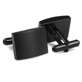 FIBO STEEL Stainless Steel Classic Cufflinks for Men Wedding Business Mens Father's Day Dad Birthday Gifts Black