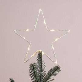 Lights4fun Osby Star Tree Topper Christmas Decoration Warm White LED Batery Timer 20cm IP20